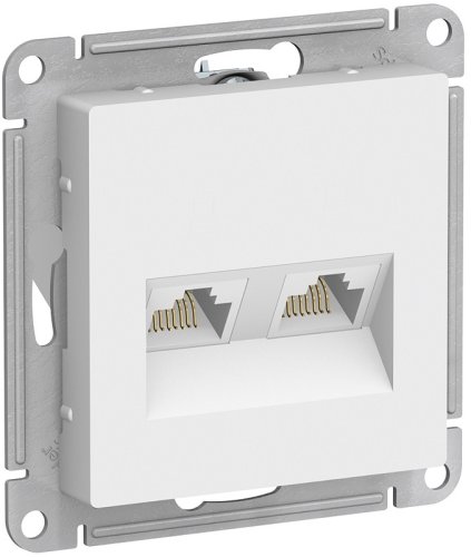 Розетка компьютерная без рамки Systeme Electric AtlasDesign 2-м. RJ45+RJ45 5e белый картинка